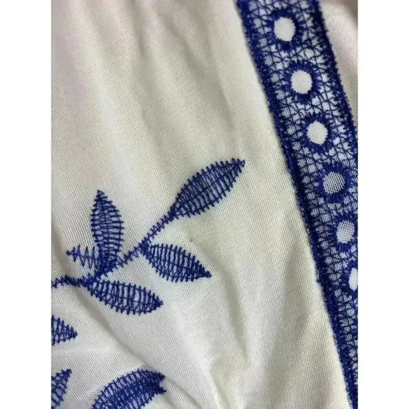 Vintage Reba Gauzy Lace Blue Flowers Lined Scalloped Hem Women's Size 4 - Picture 2 of 13